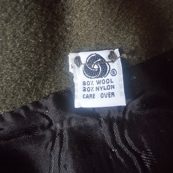 Vintage Spiegel Olive Double-Breasted Military Wool Trench Coat 16T - Picture 9 of 9